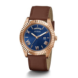 Buy Shop Guess Connoisseur Blue Dial Brown Leather Strap Watch For Men - GW0353G2 USA Online