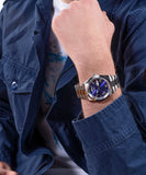 Buy Shop Guess Connoisseur Blue Dial Silver Steel Strap Watch for Men - GW0265G7 USA Online