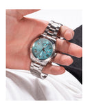 Buy Shop Guess Connoisseur Turquoise Dial Silver Steel Strap Watch for Men - GW0265G11 USA Online