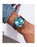 Buy Shop Guess Connoisseur Turquoise Dial Silver Steel Strap Watch for Men - GW0265G11 USA Online