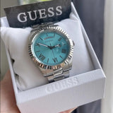 Buy Shop Guess Connoisseur Turquoise Dial Silver Steel Strap Watch for Men - GW0265G11 USA Online