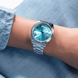 Buy Shop Guess Connoisseur Turquoise Dial Silver Steel Strap Watch for Men - GW0265G11 USA Online