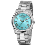 Buy Shop Guess Connoisseur Turquoise Dial Silver Steel Strap Watch for Men - GW0265G11 USA Online
