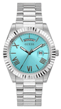 Buy Shop Guess Connoisseur Turquoise Dial Silver Steel Strap Watch for Men - GW0265G11 USA Online