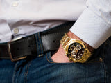 Buy Shop Guess Continental Black Dial Gold Steel Strap Watch for Men - GW0260G2 USA Online