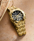 Buy Shop Guess Continental Black Dial Gold Steel Strap Watch for Men - GW0260G2 USA Online
