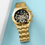 Buy Shop Guess Continental Black Dial Gold Steel Strap Watch for Men - GW0260G2 USA Online