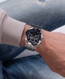 Buy Shop Guess Continental Black Dial Silver Steel Strap Watch for Men - GW0260G1 USA Online