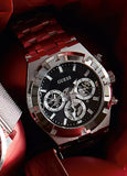 Buy Shop Guess Continental Black Dial Silver Steel Strap Watch for Men - GW0260G1 USA Online