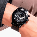 Buy Shop Guess Continental Chronograph Black Dial Black Mesh Strap Watch For Men - GW0582G3 USA Online