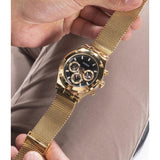 Buy Shop Guess Continental Chronograph Black Dial Gold Mesh Strap Watch For Men - GW0582G2 USA Online