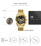 Buy Shop Guess Continental Chronograph Black Dial Gold Mesh Strap Watch For Men - GW0582G2 USA Online