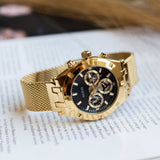 Buy Shop Guess Continental Chronograph Black Dial Gold Mesh Strap Watch For Men - GW0582G2 USA Online