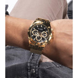 Buy Shop Guess Continental Chronograph Black Dial Gold Mesh Strap Watch For Men - GW0582G2 USA Online