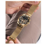 Buy Shop Guess Continental Chronograph Black Dial Gold Mesh Strap Watch For Men - GW0582G2 USA Online
