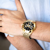 Buy Shop Guess Continental Chronograph Black Dial Gold Mesh Strap Watch For Men - GW0582G2 USA Online