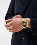 Buy Shop Guess Continental Chronograph Black Dial Gold Mesh Strap Watch For Men - GW0582G2 USA Online