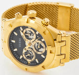 Buy Shop Guess Continental Chronograph Black Dial Gold Mesh Strap Watch For Men - GW0582G2 USA Online