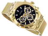Buy Shop Guess Continental Chronograph Black Dial Gold Mesh Strap Watch For Men - GW0582G2 USA Online
