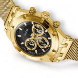 Buy Shop Guess Continental Chronograph Black Dial Gold Mesh Strap Watch For Men - GW0582G2 USA Online