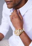 Buy Shop Guess Continental Diamonds Gold Dial Gold Steel Strap Watch for Men - GW0261G2 USA Online
