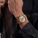 Buy Shop Guess Continental Diamonds Gold Dial Gold Steel Strap Watch for Men - GW0261G2 USA Online