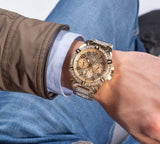 Buy Shop Guess Continental Diamonds Gold Dial Gold Steel Strap Watch for Men - GW0261G2 USA Online