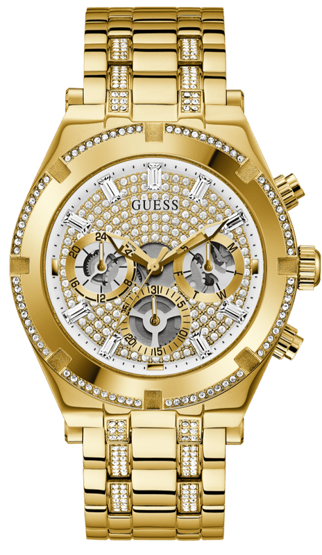 Buy Shop Guess Continental Diamonds Gold Dial Gold Steel Strap Watch for Men - GW0261G2 USA Online