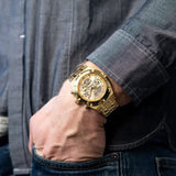 Buy Shop Guess Continental Gold Dial Gold Steel Strap Watch For Men - GW0260G4 USA Online