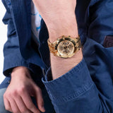 Buy Shop Guess Continental Gold Dial Gold Steel Strap Watch For Men - GW0260G4 USA Online