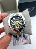 Buy Shop Guess Continental Multifunction Black Dial Brown Leather Strap Watch for Men - GW0262G1 USA Online