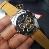 Buy Shop Guess Continental Multifunction Black Dial Brown Leather Strap Watch for Men - GW0262G1 USA Online