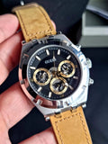 Buy Shop Guess Continental Multifunction Black Dial Brown Leather Strap Watch for Men - GW0262G1 USA Online