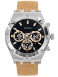Buy Shop Guess Continental Multifunction Black Dial Brown Leather Strap Watch for Men - GW0262G1 USA Online