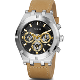 Buy Shop Guess Continental Multifunction Black Dial Brown Leather Strap Watch for Men - GW0262G1 USA Online