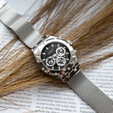 Buy Shop Guess Continental Quartz Black Dial Silver Mesh Strap Watch For Men - GW0582G1 USA Online
