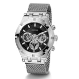 Buy Shop Guess Continental Quartz Black Dial Silver Mesh Strap Watch For Men - GW0582G1 USA Online