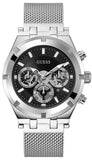 Buy Shop Guess Continental Quartz Black Dial Silver Mesh Strap Watch For Men - GW0582G1 USA Online