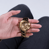 Buy Shop Guess Cosmic Chronograph Gold Dial Gold Steel Strap Watch for Women - GW0465L1 USA Online
