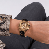 Buy Shop Guess Cosmic Chronograph Gold Dial Gold Steel Strap Watch for Women - GW0465L1 USA Online