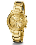 Buy Shop Guess Cosmic Chronograph Gold Dial Gold Steel Strap Watch for Women - GW0465L1 USA Online