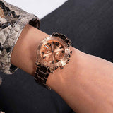Buy Shop Guess Cosmic Chronograph Rose Gold Dial Rose Gold Steel Strap Watch for Women - GW0465L2 USA Online
