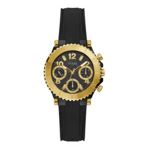 Buy Shop Guess Cosmic Multifunction Black Dial Black Silicone Strap Watch For Women - GW0466L1 USA Online