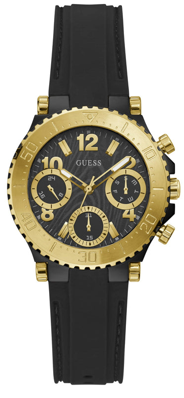 Buy Shop Guess Cosmic Multifunction Black Dial Black Silicone Strap Watch For Women - GW0466L1 USA Online