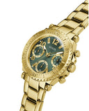 Buy Shop Guess Cosmo Chronograph Green Dial Gold Steel Strap Watch For Women - GW0465L5 USA Online