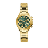 Buy Shop Guess Cosmo Chronograph Green Dial Gold Steel Strap Watch For Women - GW0465L5 USA Online