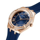 Buy Shop Guess Cosmo Diamonds Blue Blue Dial Blue Silicone Strap Watch for Women - GW0034L4 USA Online