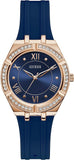 Buy Shop Guess Cosmo Diamonds Blue Blue Dial Blue Silicone Strap Watch for Women - GW0034L4 USA Online
