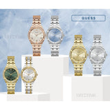 Buy Shop Guess Cosmo Diamonds Blue Dial Silver Steel Strap Watch for Women - GW0033L5 USA Online