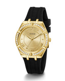 Buy Shop Guess Cosmo Diamonds Gold Dial Black Rubber Strap Watch for Women - GW0034L1 USA Online